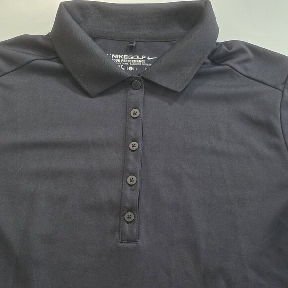 Nike Golf Polo Tour Performance Golf Polo Women L Black Dri Fit SS Stretch Sport - Picture 10 of 15